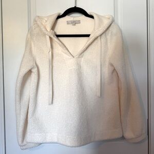 LOFT Cream Sherpa Size Small Hooded Sweatshirt